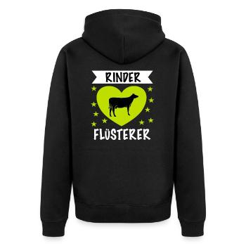 Rinder Flüsterer - Unisex Premium Bio Zip Hoodie - Schwarz - Hinten - Nico (187cm)