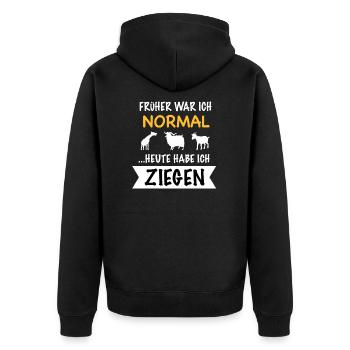 Ziege Ziegenbauer Ziegen lustige Geschenkidee - Unisex Premium Bio Zip Hoodie - Schwarz - Hinten - Nico (187cm)