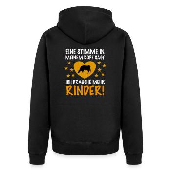 Rind Rinderzüchter Rinderbauer Rinder Geschenk - Unisex Premium Bio Zip Hoodie - Schwarz - Hinten - Nico (187cm)