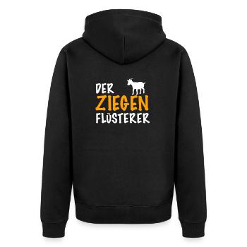 Ziegen Flüsterer - Unisex Premium Bio Zip Hoodie - Schwarz - Hinten - Nico (187cm)