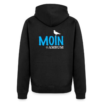 Amrum Ostsee Insel Design - Unisex Premium Bio Zip Hoodie - Schwarz - Hinten - Nico (187cm)