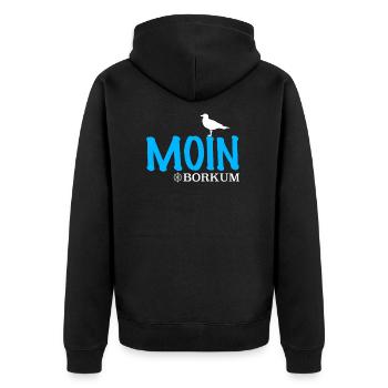 Borkum Nordsee Insel Design - Unisex Premium Bio Zip Hoodie - Schwarz - Hinten - Nico (187cm)