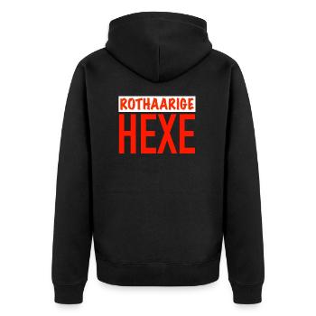 Rothaarige Hexe - Unisex Premium Bio Zip Hoodie - Schwarz - Hinten - Nico (187cm)