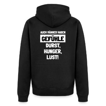 Männer haben auch Gefühle - Unisex Premium Bio Zip Hoodie - Schwarz - Hinten - Nico (187cm)