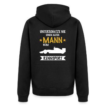 Rennsport Motorsport Rennfahrer Geschenkidee - Unisex Premium Bio Zip Hoodie - Schwarz - Hinten - Nico (187cm)