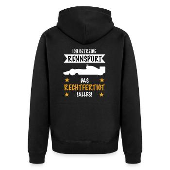 Rennsport Motorsport Rennfahrer Geschenkidee - Unisex Premium Bio Zip Hoodie - Schwarz - Hinten - Nico (187cm)