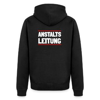 Anstaltsleitung Psychiatrie Geschenkidee - Unisex Premium Bio Zip Hoodie - Schwarz - Hinten - Nico (187cm)