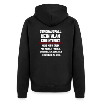 Wlan Sprüche Retro Design - Unisex Premium Bio Zip Hoodie - Schwarz - Hinten - Nico (187cm)