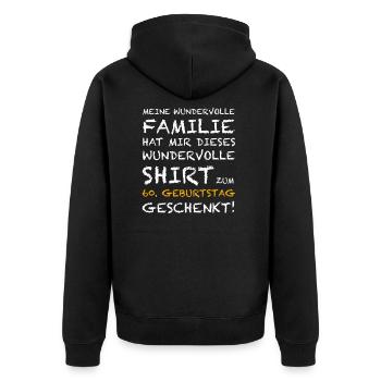 Die Überraschung zum 60. Geburtstag - Unisex Premium Bio Zip Hoodie - Schwarz - Hinten - Nico (187cm)