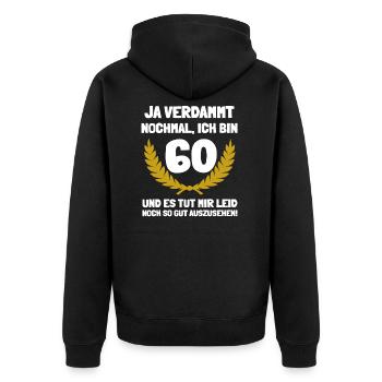 Die Überraschung zum 60. Geburtstag - Unisex Premium Bio Zip Hoodie - Schwarz - Hinten - Nico (187cm)