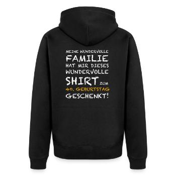 40. Geburtstag die lustige Geschenkidee - Unisex Premium Bio Zip Hoodie - Schwarz - Hinten - Nico (187cm)