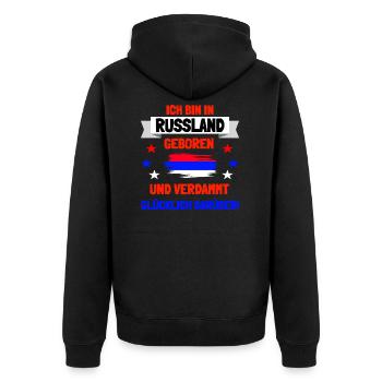 Russland Russisch Geschenkidee - Unisex Premium Bio Zip Hoodie - Schwarz - Hinten - Nico (187cm)