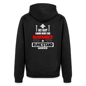 Busfahrer Fernbus Rentner Ruhestand - Unisex Premium Bio Zip Hoodie - Schwarz - Hinten - Nico (187cm)