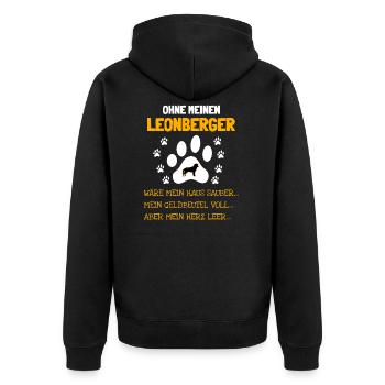Ohne meinen Leonberger - Unisex Premium Bio Zip Hoodie - Schwarz - Hinten - Nico (187cm)