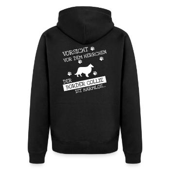 Border Collie - Unisex Premium Bio Zip Hoodie - Schwarz - Hinten - Nico (187cm)