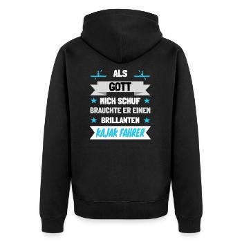 Ich bin ein brillianter Kajak Fahrer - Unisex Premium Bio Zip Hoodie - Schwarz - Hinten - Nico (187cm)