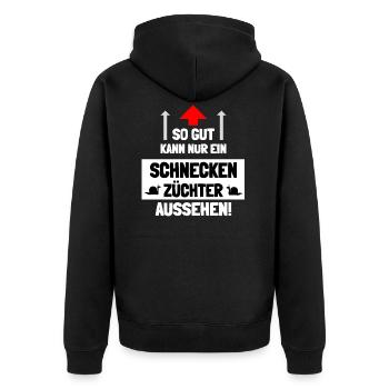 Schneckenzüchter - Unisex Premium Bio Zip Hoodie - Schwarz - Hinten - Nico (187cm)