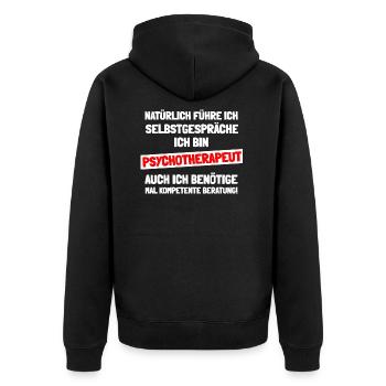 Pychotherapeut ihres Vertrauens - Unisex Premium Bio Zip Hoodie - Schwarz - Hinten - Nico (187cm)