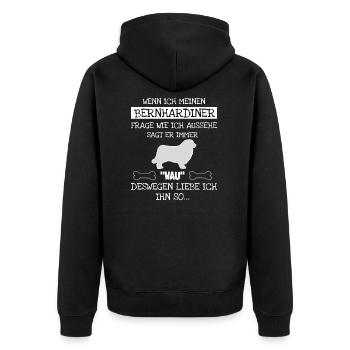 Bernhardiner - Unisex Premium Bio Zip Hoodie - Schwarz - Hinten - Nico (187cm)