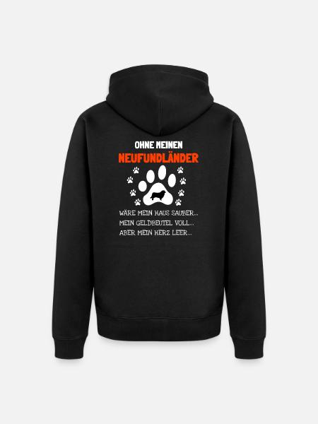 Ich brauche nur meinen Neufundländer - Unisex Premium Bio Zip Hoodie - Schwarz