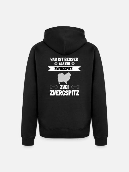 Zwergspitz Geschenkidee - Unisex Premium Bio Zip Hoodie - Schwarz