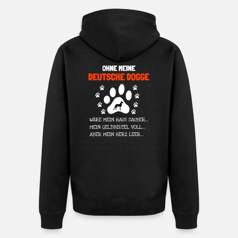 Deutsche Dogge Geschenkidee - Unisex Premium Bio Zip Hoodie - Schwarz