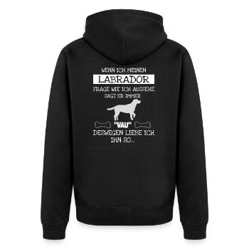 Hund Labrador - Unisex Premium Bio Zip Hoodie - Schwarz - Hinten - Nico (187cm)