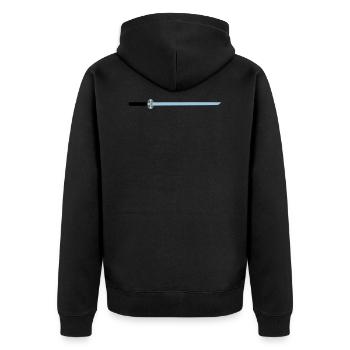 Schwert Mittelalter Geschenk Idee Klinge scharf - Unisex Premium Bio Zip Hoodie - Schwarz - Hinten - Nico (187cm)