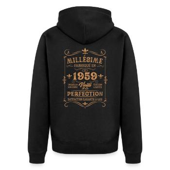Cadeau D'anniversaire Millésime Fabriqué En 1959 - Veste à capuche bio Premium Unisexe - noir - Dos - Nico (187cm)