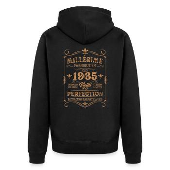 Cadeau D'anniversaire Millésime Fabriqué En 1965 - Veste à capuche bio Premium Unisexe - noir - Dos - Nico (187cm)