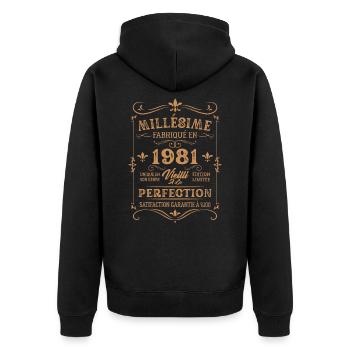 Cadeau D'anniversaire Millésime Fabriqué En 1981 - Veste à capuche bio Premium Unisexe - noir - Dos - Nico (187cm)