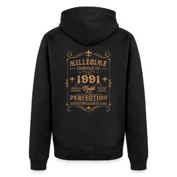 Cadeau D'anniversaire Millésime Fabriqué En 1991 - Veste à capuche bio Premium Unisexe - noir - Dos - Nico (187cm)