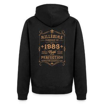 Cadeau D'anniversaire Millésime Fabriqué En 1986 - Veste à capuche bio Premium Unisexe - noir - Dos - Nico (187cm)