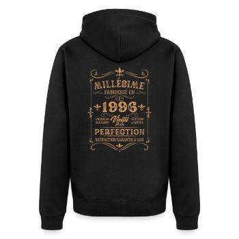 Cadeau D'anniversaire Millésime Fabriqué En 1996 - Veste à capuche bio Premium Unisexe - noir - Dos - Nico (187cm)