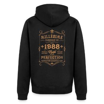 Cadeau D'anniversaire Millésime Fabriqué En 1988 - Veste à capuche bio Premium Unisexe - noir - Dos - Nico (187cm)
