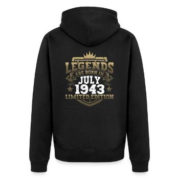 Légende Juillet 1943 79ème Anniversaire Cadeau Hommes - Veste à capuche bio Premium Unisexe - noir - Dos - Nico (187cm)