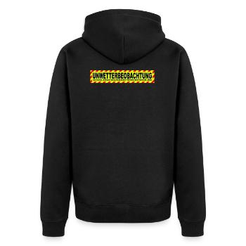 Unwetterbeobachtung - Unisex Premium Bio Zip Hoodie - Schwarz - Hinten - Nico (187cm)