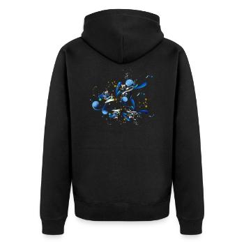 Blumen Ranken Abstrakt Ornament - Unisex Premium Bio Zip Hoodie - Schwarz - Hinten - Nico (187cm)