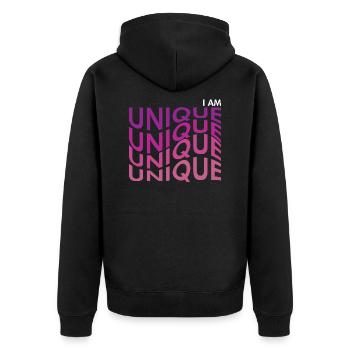Je suis unique - l’amour de soi - Veste à capuche bio Premium Unisexe - noir - Dos - Nico (187cm)