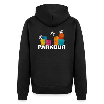 Parkour Traceur Freerun CityParkour Jump-Life - Veste à capuche bio Premium Unisexe - noir - Dos - Nico (187cm)