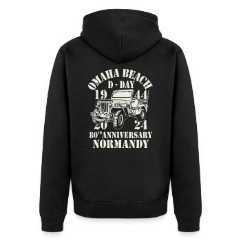 Omaha Beach D-Day1944-2024 80ème anniversaire - Veste à capuche bio Premium Unisexe - noir - Dos - Nico (187cm)