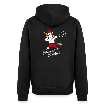 Christmas Unicorn colourful Christmas Gift - Unisex Premium Organic Zip Hoodie - black - Back - Nico (187cm)