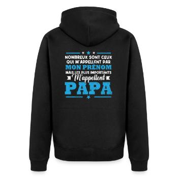 Les plus importants m'appellent papa - Veste à capuche bio Premium Unisexe - noir - Dos - Nico (187cm)