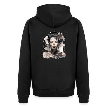 Tätowierkünstlerin 1 - Unisex Premium Bio Zip Hoodie - Schwarz - Hinten - Nico (187cm)