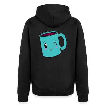 Sweet Kawaii Mulled Wine Cup Christmas Market Mulled Wine - Unisex Premium Organic Zip Hoodie - black - Back - Nico (187cm)