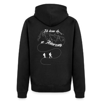Lustiges Wandern - ne Abkürzung ? - Unisex Premium Bio Zip Hoodie - Schwarz - Hinten - Nico (187cm)