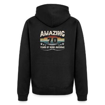 Retro Vintage 70 Years Of Being Awesome - Unisex Premium Organic Zip Hoodie - black - Back - Nico (187cm)