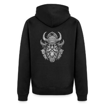 Odin Wikinger - Unisex Premium Bio Zip Hoodie - Schwarz - Hinten - Nico (187cm)