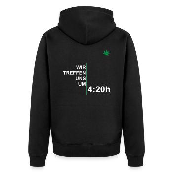 Wir Treffen Uns Um 420 - Unisex Premium Bio Zip Hoodie - Schwarz - Hinten - Nico (187cm)