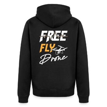 Free Fly Drone - Unisex Premium Organic Zip Hoodie - black - Back - Nico (187cm)